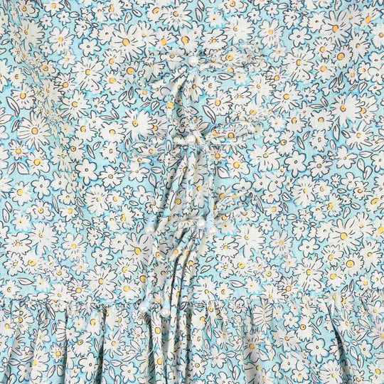 Girls Cotton Printed Frock Chintz-Blue