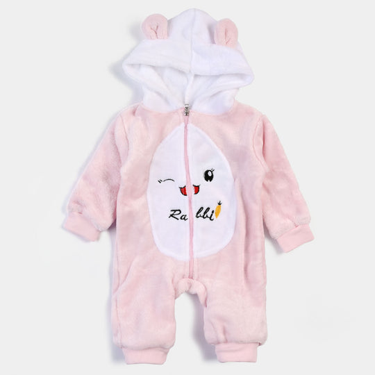 Infant Girls Velour Rabbit Romper - Pink