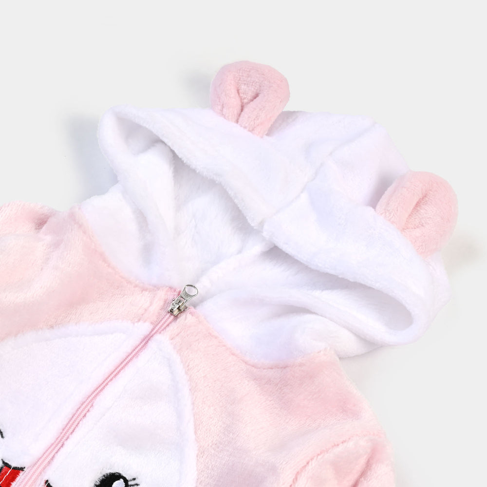 Infant Girls Velour Rabbit Romper - Pink