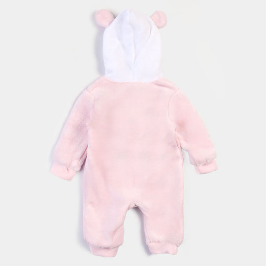 Infant Girls Velour Rabbit Romper - Pink