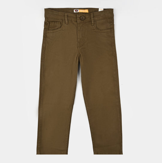 Boys Cotton Twill Pant Basic-Cashew