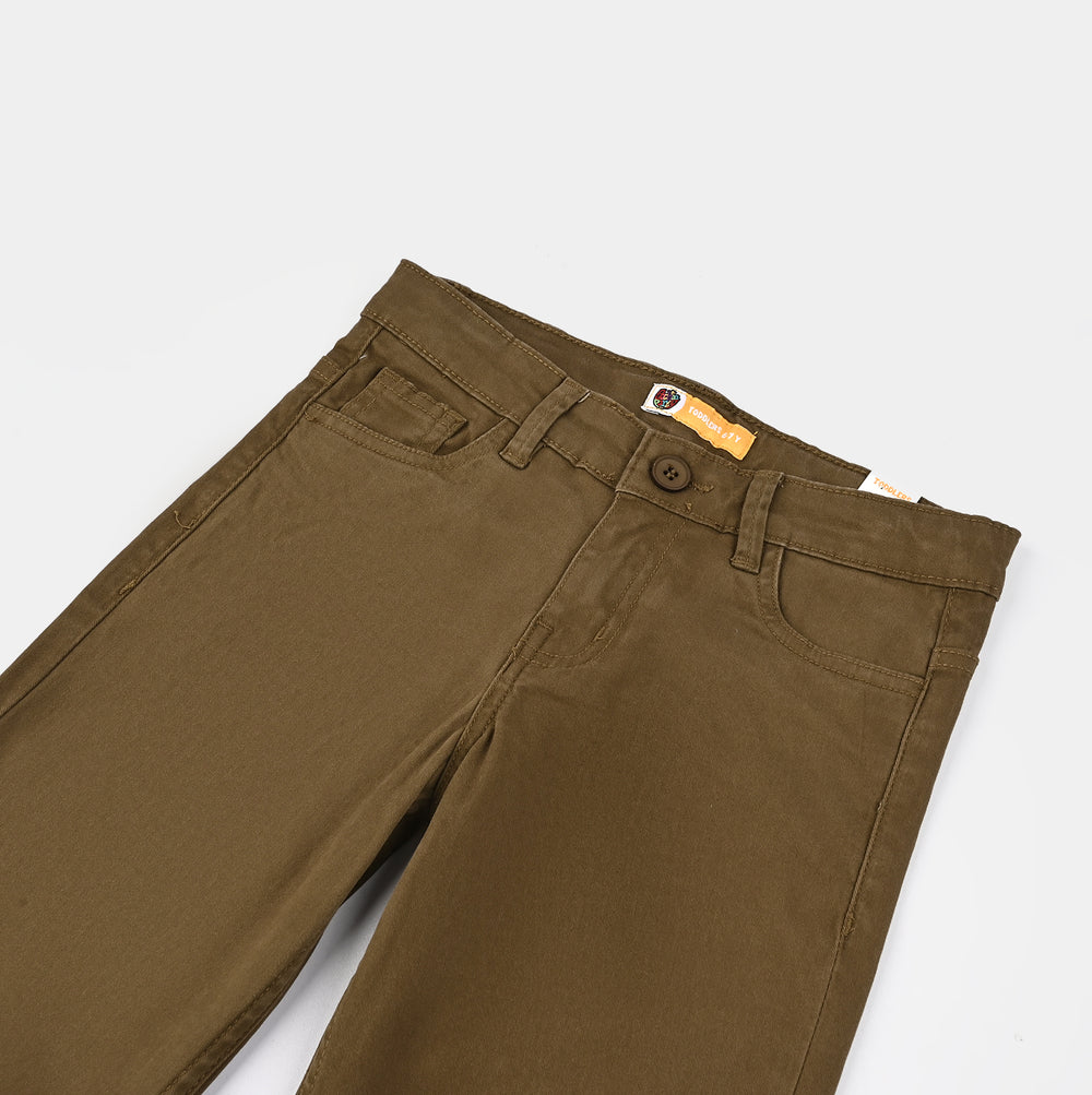 Boys Cotton Twill Pant Basic-Cashew
