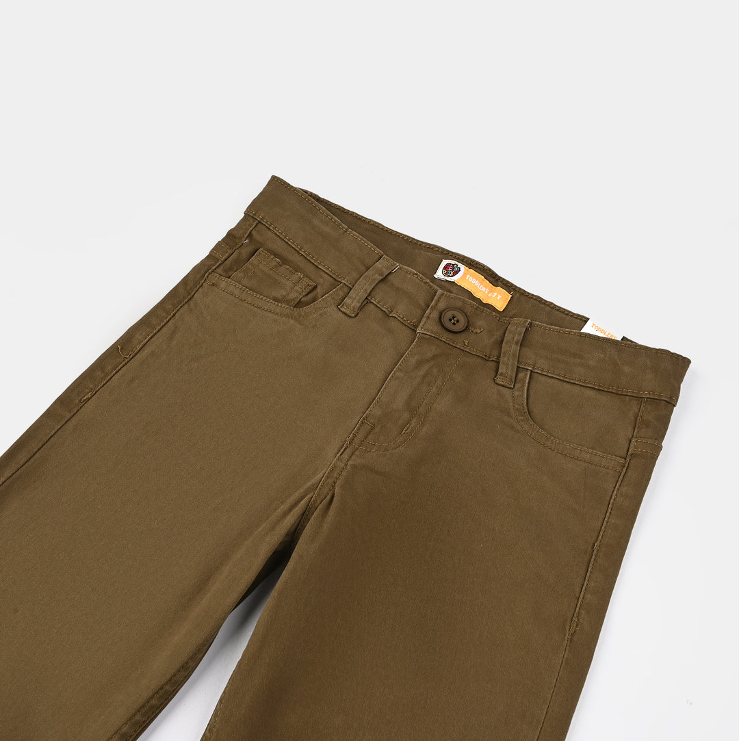 Boys Cotton Twill Pant Basic-Cashew