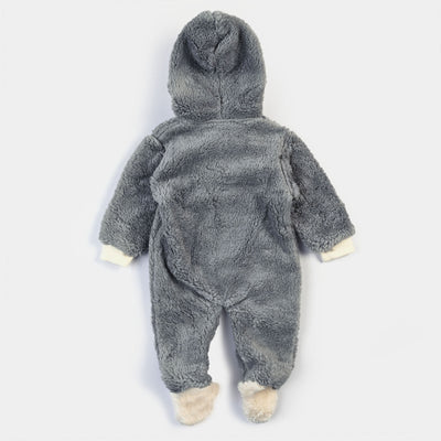 Infant Boys Velour Panda Romper - Grey