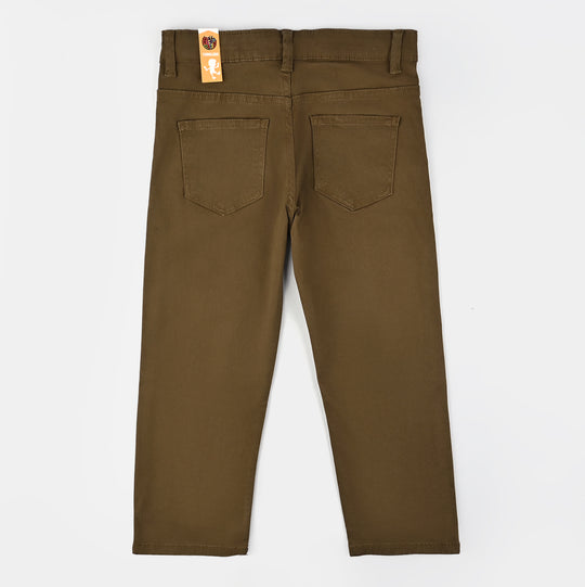 Boys Cotton Twill Pant Basic-Cashew