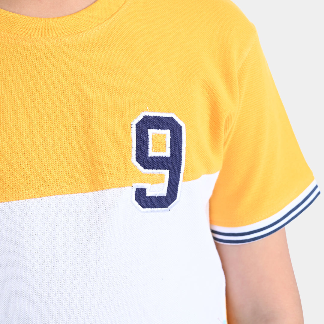 Boys Cotton PK T-Shirt H/S Cut N Sew-Citrus