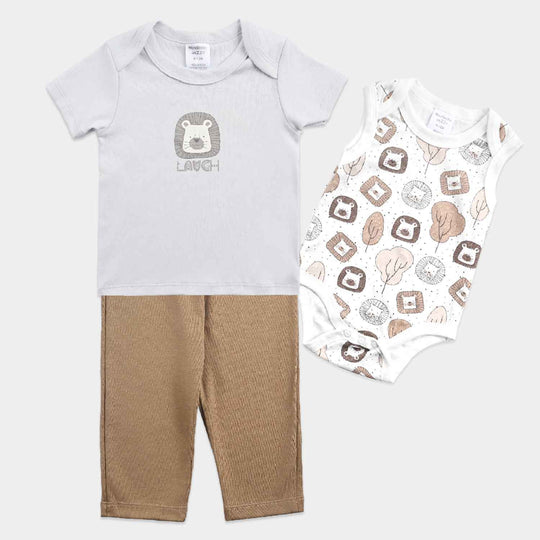 Infant Boys Cotton Interlock 3Pc Set -L.Grey