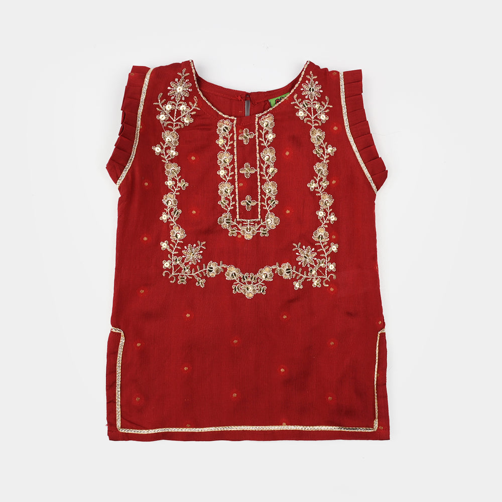 Infant Girls Jacquard 2-Piece Suit (Khumaar) - Red