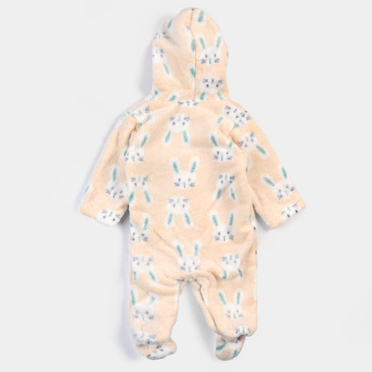 Infant Boys Velour Character Romper - Beige