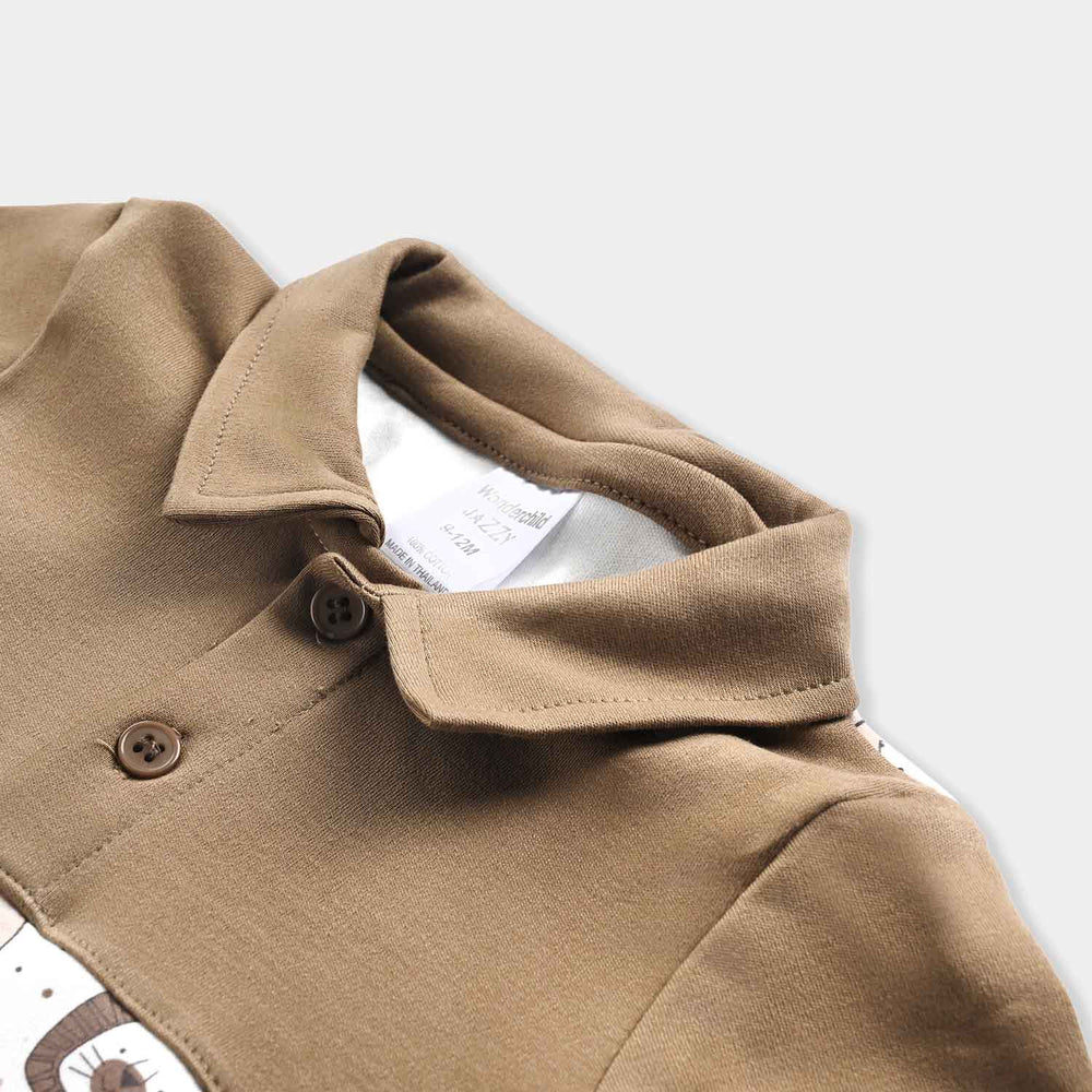 Infant Boys Cotton Interlock Romper-L.BROWN