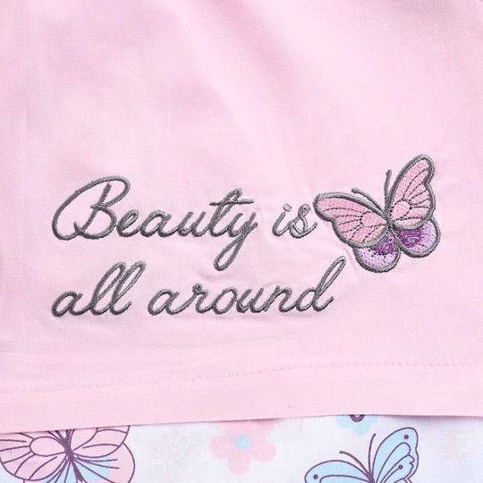Infant Girls Cotton Interlock Romper-Pink/White