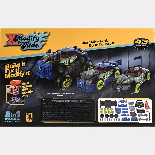 3 In 1 Power Drill Vehicle Building Toy For Kids