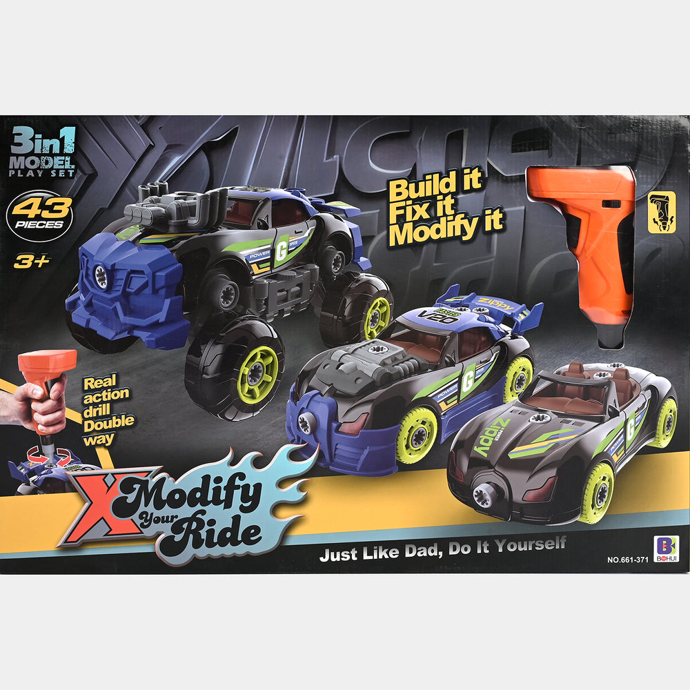 3 In 1 Power Drill Vehicle Building Toy For Kids