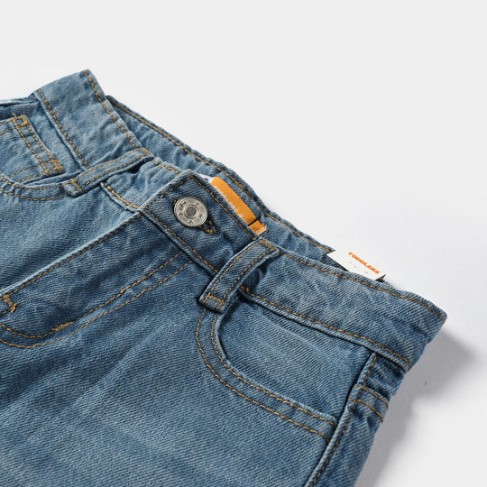 Boys Denim Stretch Short Belt-Ice Blue