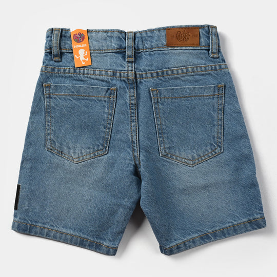 Boys Denim Stretch Short Belt-Ice Blue