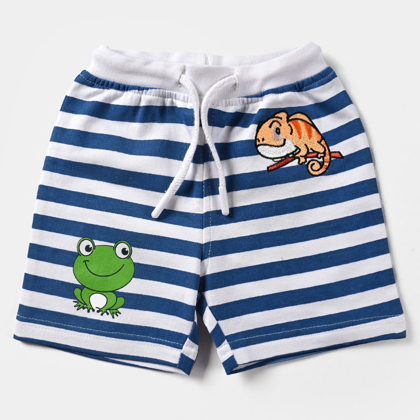 Infant Boys Cotton Terry Knitted Short Frog-White