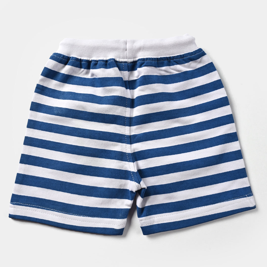 Infant Boys Cotton Terry Knitted Short Frog-White
