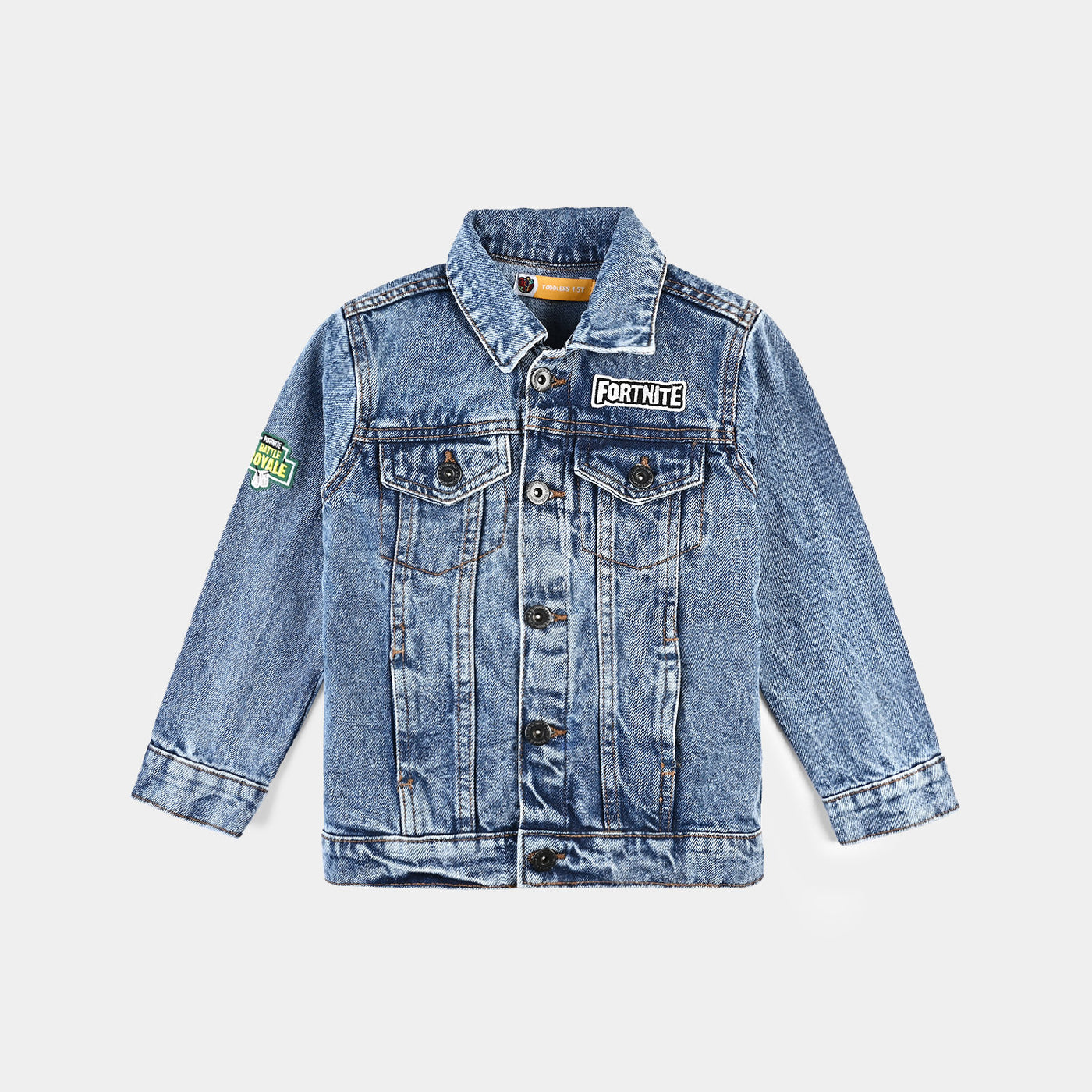 Boys Denim rigid Woven Jacket Fortnite-Mid Blue