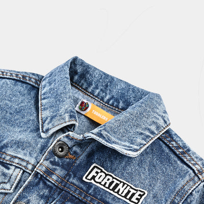 Boys Denim rigid Woven Jacket Fortnite-Mid Blue