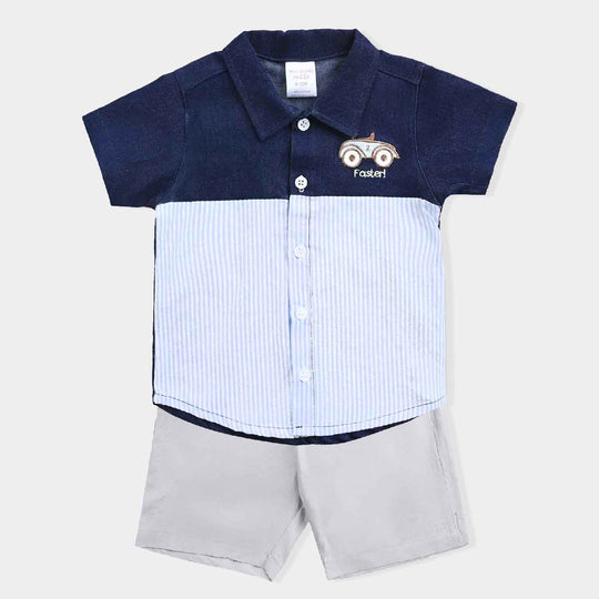 Infant Boys Cotton Interlock Suit -NAVY