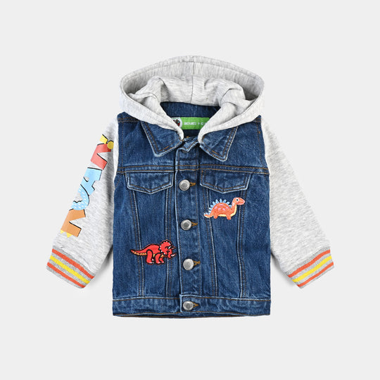 Infant Boys Denim rigid Woven Jacket Dinosaur-Mid.Blue