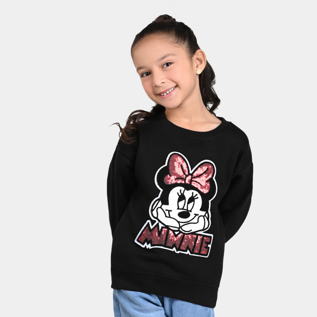 Girls Fleece Sweatshirt Character Shine - BLACK