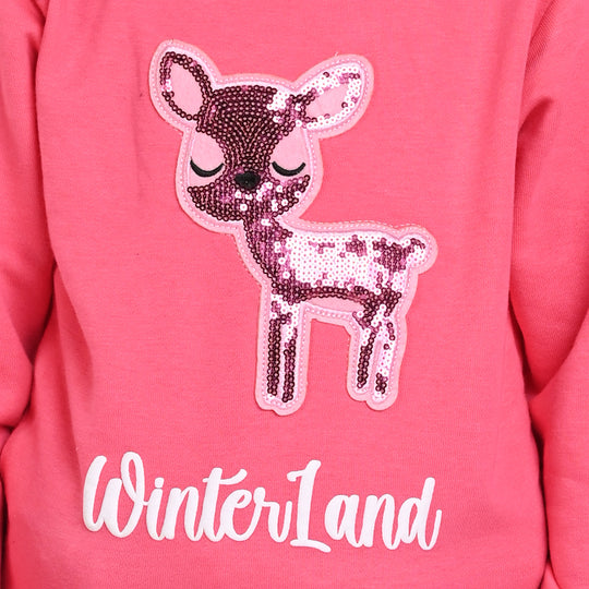 Girls Fleece Sweatshirt Winter Land - Pink