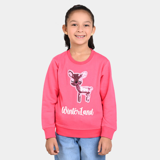 Girls Fleece Sweatshirt Winter Land - Pink