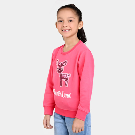 Girls Fleece Sweatshirt Winter Land - Pink