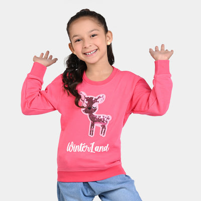 Girls Fleece Sweatshirt Winter Land - Pink