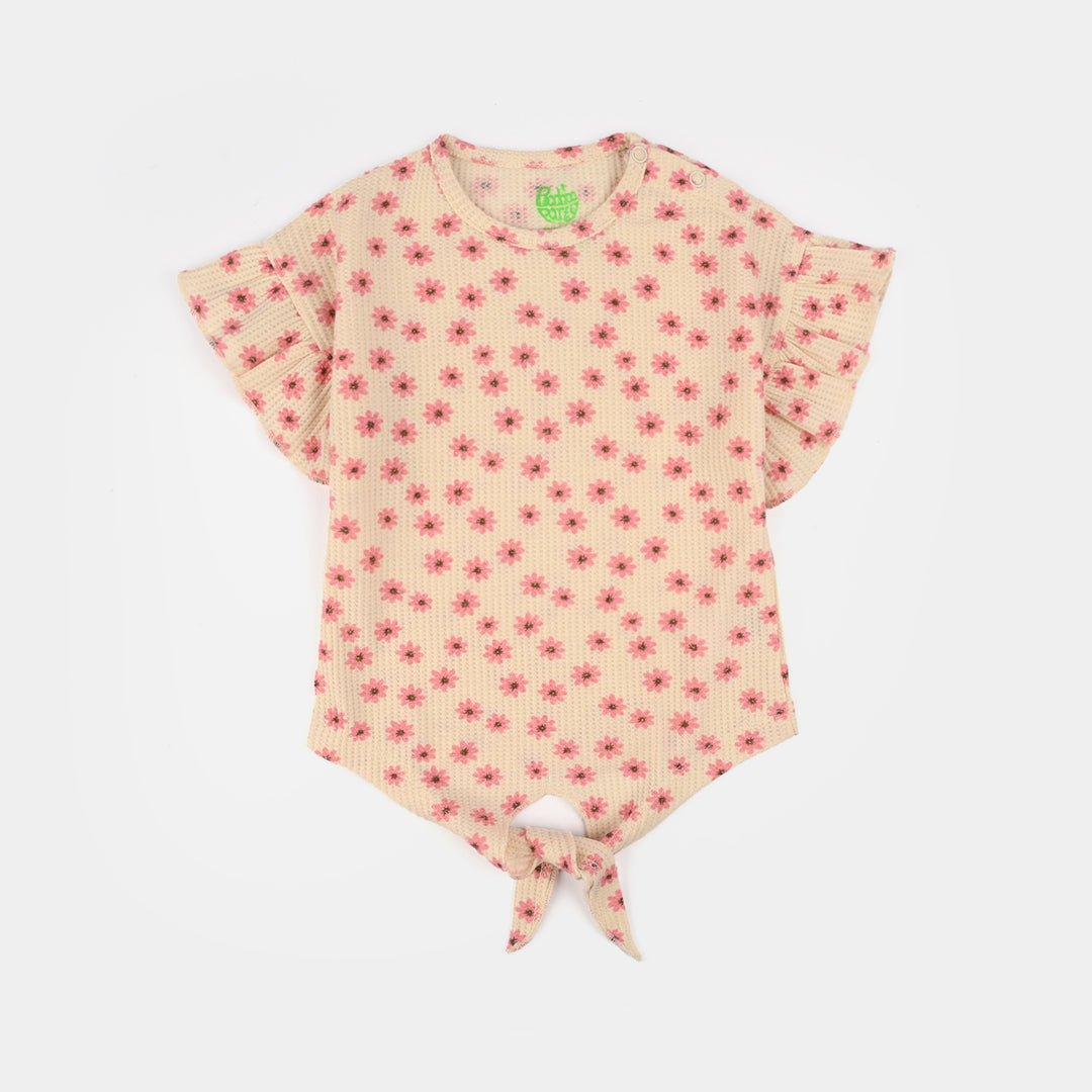 Infant Girls Waffle Suit (Flora) - Peach