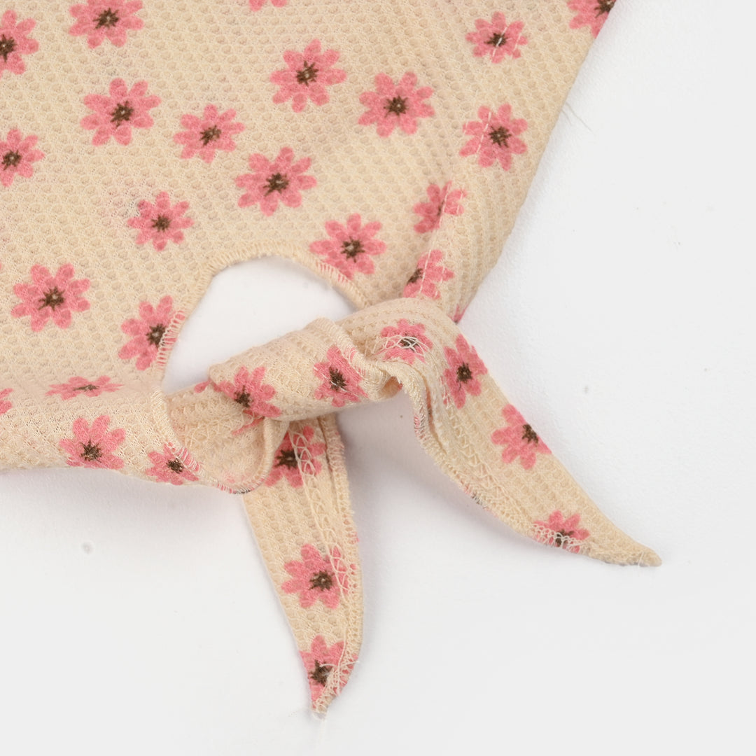 Infant Girls Waffle Suit (Flora) - Peach