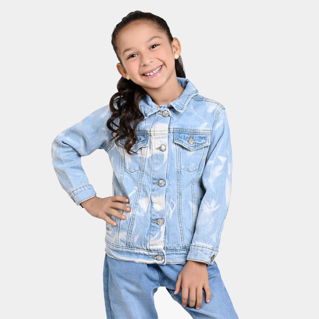 Girls Denim Jacket Tie Dye-Ice Blue