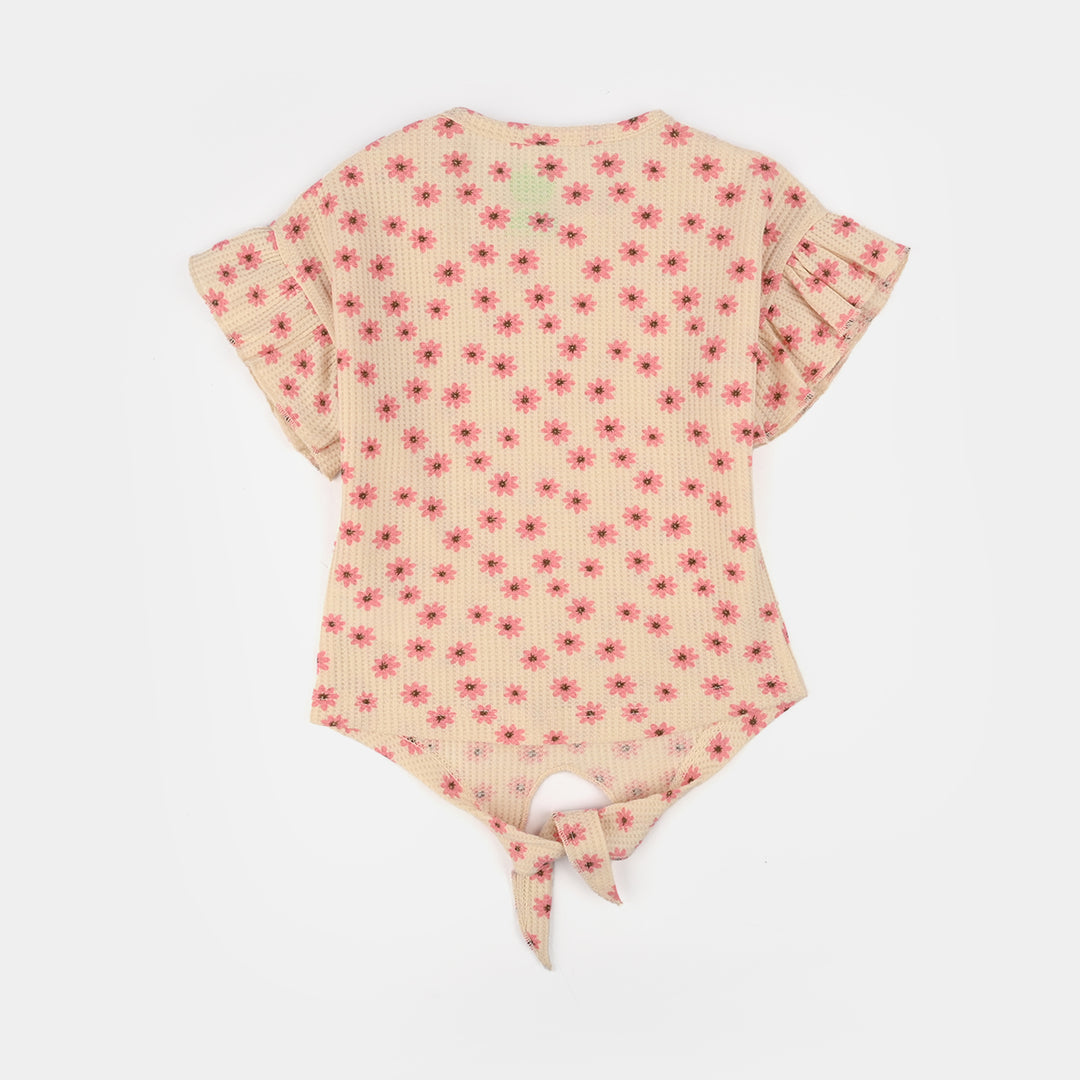 Infant Girls Waffle Suit (Flora) - Peach