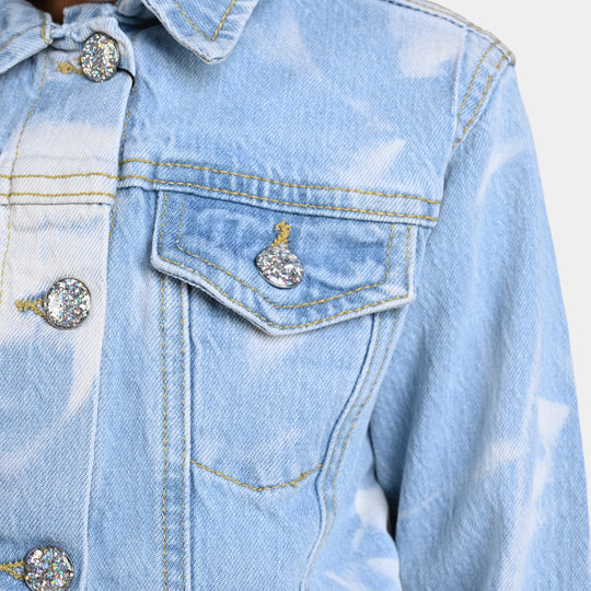 Girls Denim Jacket Tie Dye-Ice Blue