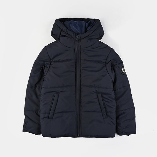 Boys Quilted Hooded Jacket F/S In Sports-NAVY