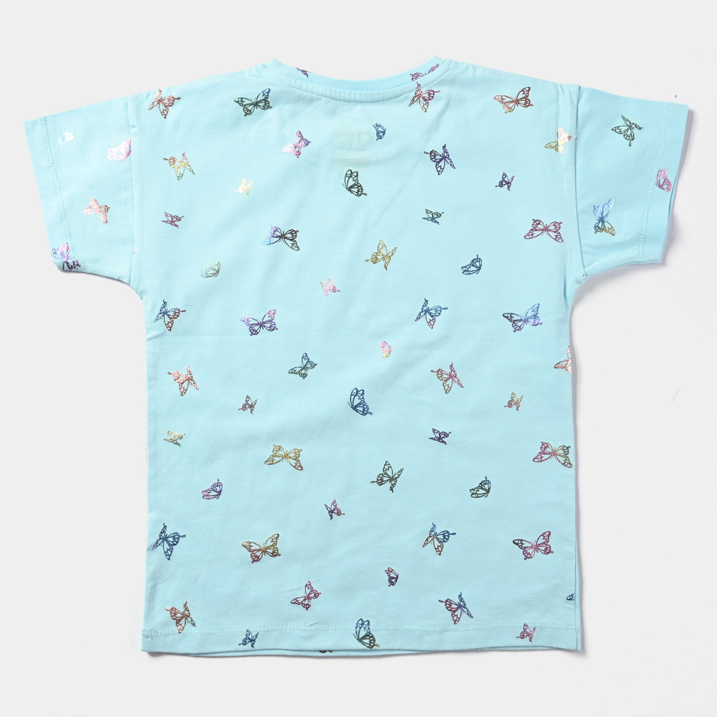 Girls Cotton Jersey T-Shirt H/S Butterfly-T-Turquoise