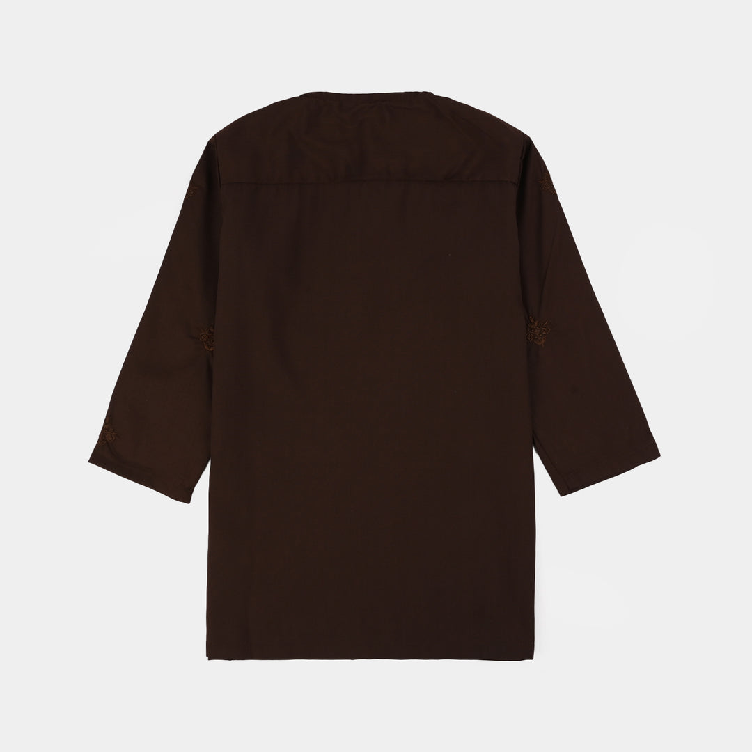 Infant Boys Poly Viscose Kurta Pajama (Choco) - Brown