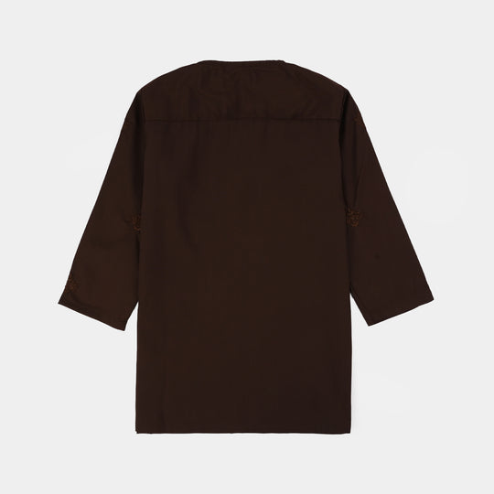 Infant Boys Poly Viscose Kurta Pajama (Choco) - Brown