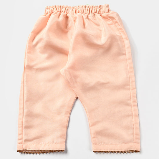 Infant Girls Raw Silk 2Pcs Suit Adorable-Peach