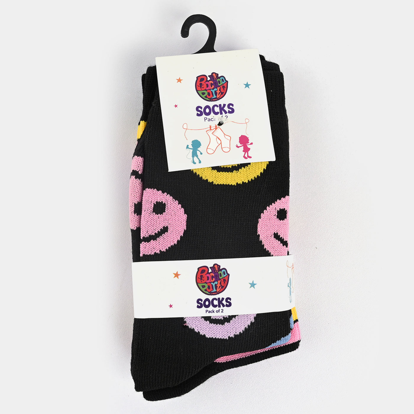 Girls Socks Pack of 2 Striper/Smiley-B.Striper