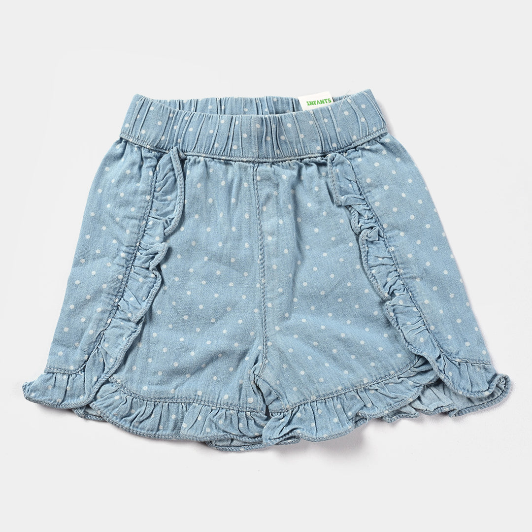 Infant Girls Denim rigid Short Polka Dot-Ice Blue