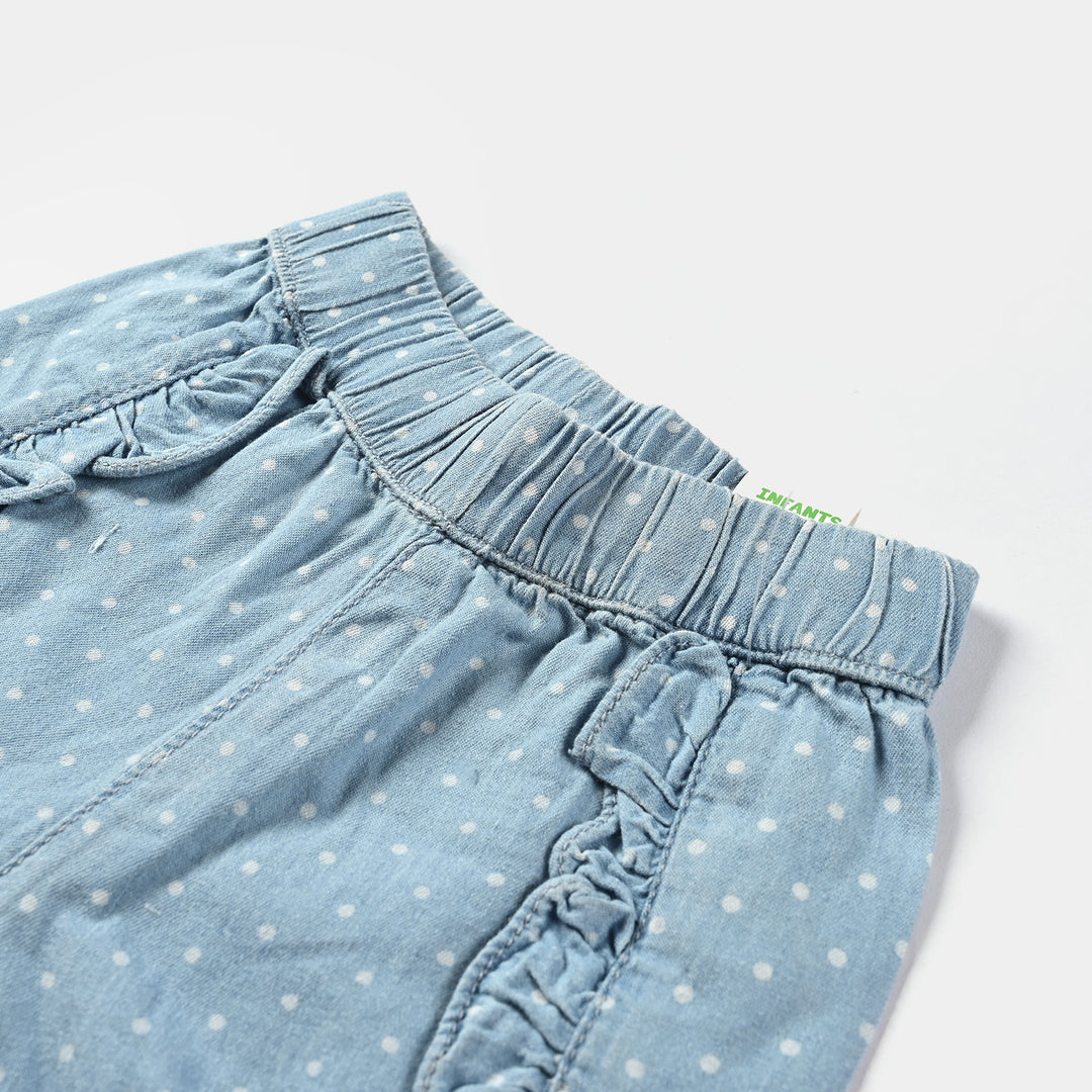 Infant Girls Denim rigid Short Polka Dot-Ice Blue