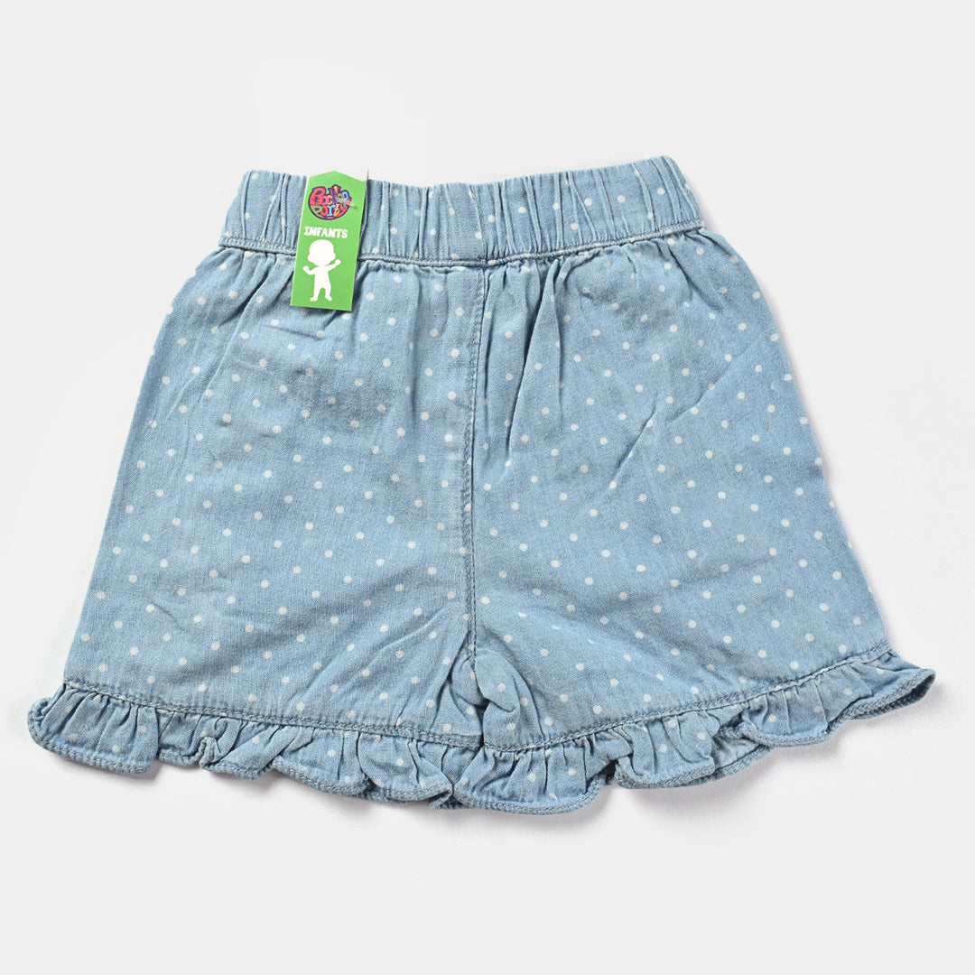 Infant Girls Denim rigid Short Polka Dot-Ice Blue