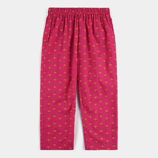 Girls Cotton Printed Pant Truck Art-Pink