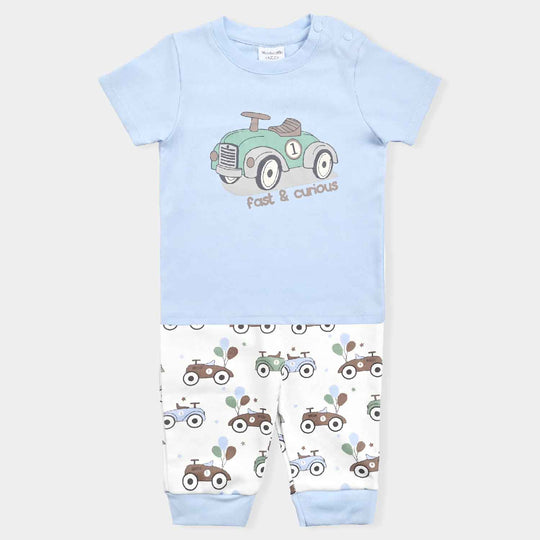 Infant Boys Cotton Interlock Suit -L.Blue