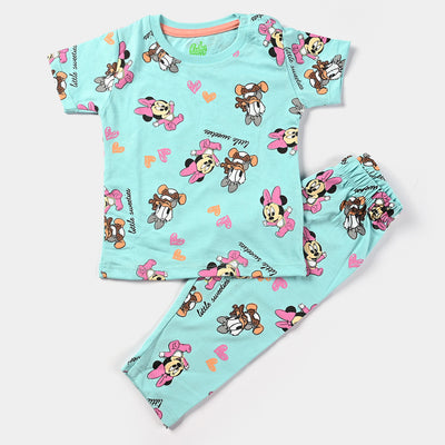 Infant Girls PC Jersey Night Suit-T.Turauise