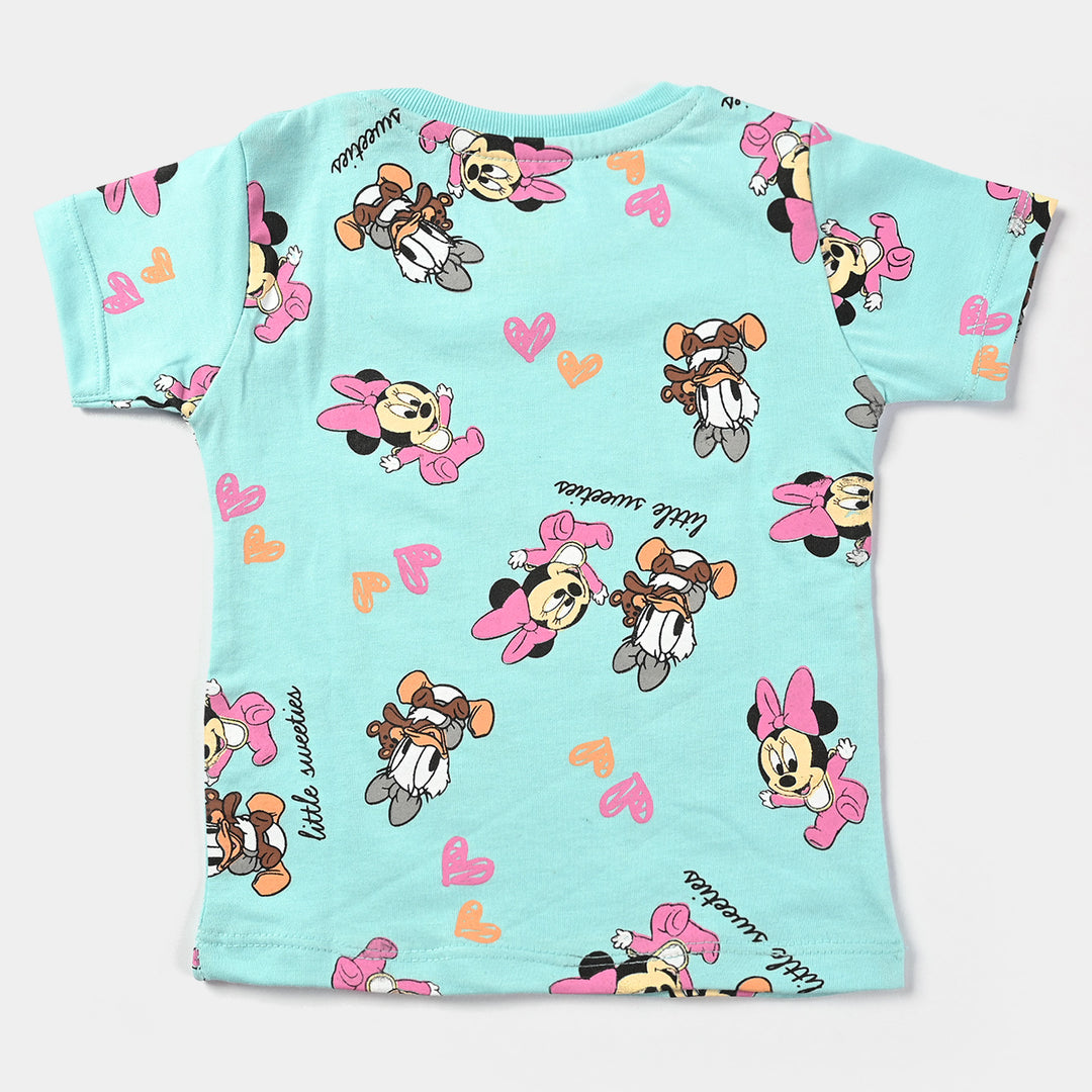Infant Girls Poly Cotton Jersey Night Suit-T.Turauise