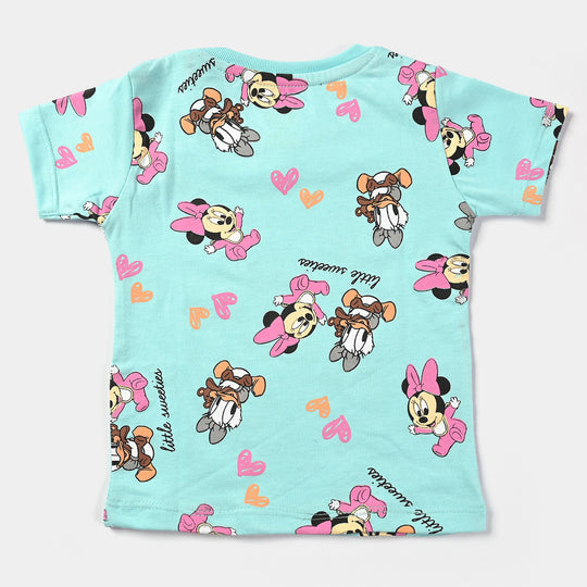 Infant Girls Poly Cotton Jersey Night Suit-T.Turauise