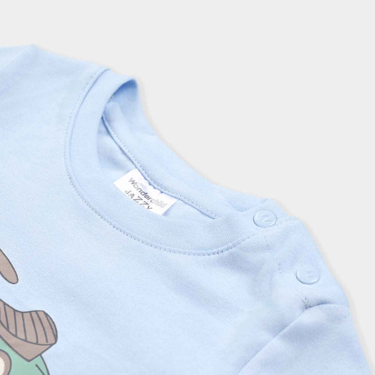 Infant Boys Cotton Interlock Suit -L.Blue